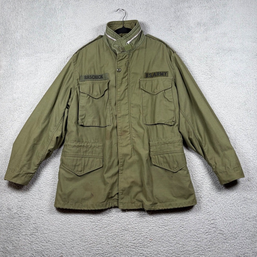 Vintage 1969 Alpha Industries M-65 Field Jacket US Army OG-107 Olive Green Sz M
